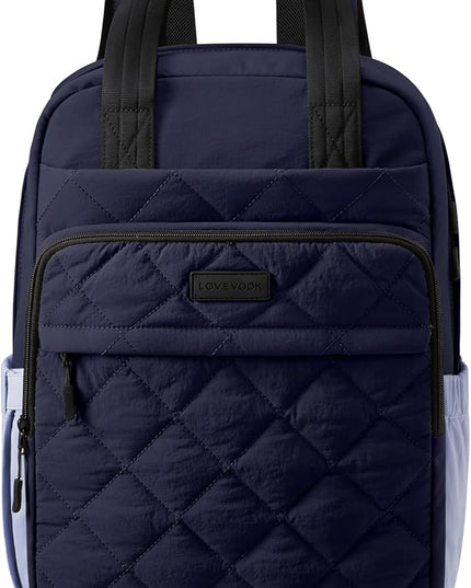 LOVEVOOK Travel Backpack for Women, 17 Inch Quilted laptop Backpack With Pouch Pocket for Large Capacity Cup, Large Capacity Work Bag College Bookbag, Carry On Personal Item Bag