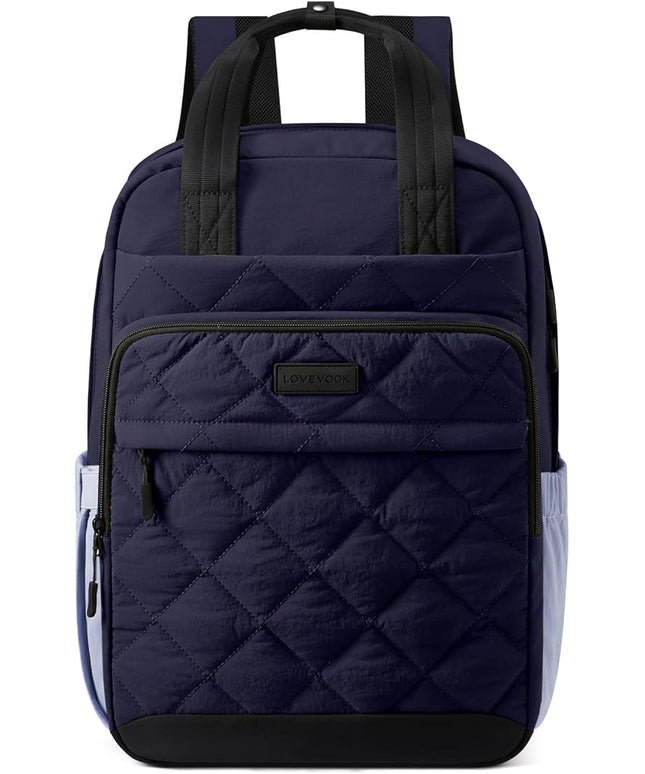 LOVEVOOK Travel Backpack for Women, 17 Inch Quilted laptop Backpack With Pouch Pocket for Large Capacity Cup, Large Capacity Work Bag College Bookbag, Carry On Personal Item Bag