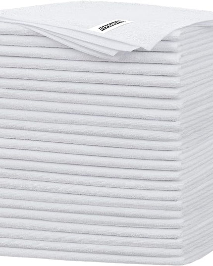 FIXSMITH White Microfiber Cleaning Cloth -Pack of 24, Highly Absorbent Cleaning Rags, 16"X12" All Purpose Cleaning Towels for Housekeeping, Kitchen, Car, Lint Free and Reusable Microfiber Towels