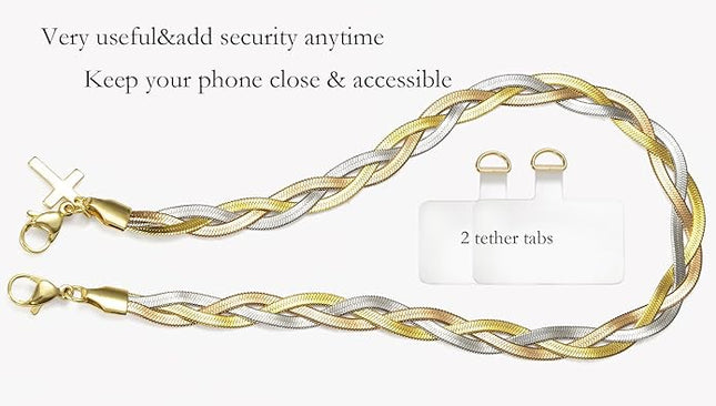 Phone Charms Strap Wrist Chain Bracelet Phone Strap Detachable Anti Theft Anti-Fall Safety Hands-Free(2xPads) Fit Apple&Most Smartphones