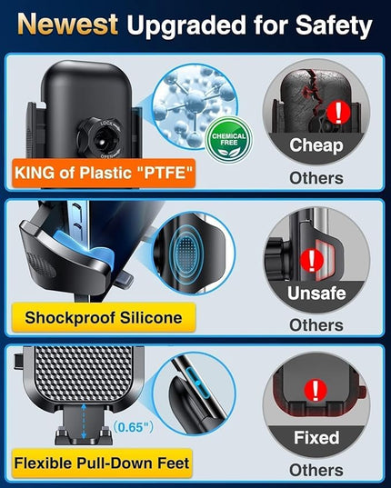 [2026 True Military-Grade] Car Phone Holder VANMASS [Upgraded Strongest Suction & Clip] Cell Phone Mount for Dashboard Windshield Vent Wall,Truck Cradle Stand for iPhone 17 Pro Max 16 15 14 13 Android