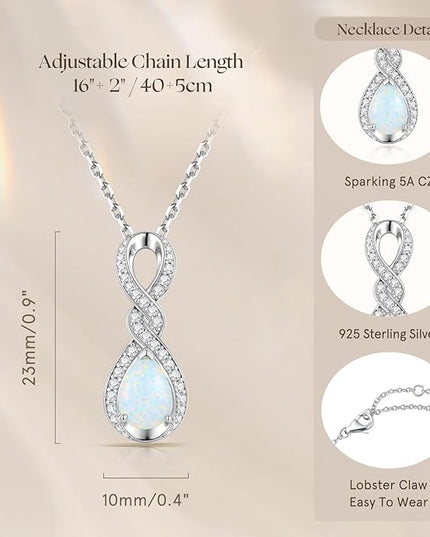 FANCIME Infinity Embrace Birthstone Necklaces for Women Fine Jewelry Sterling Silver Dainty Infinity Pendant Anniversary Birthday Christmas Gifts for Her Wife Mom Daughter
