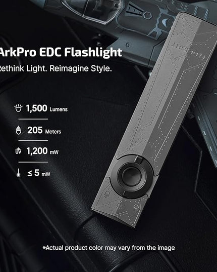 OLIGHT ArkPro EDC Flat Flashlight Rechargeable with Green Beam, UV and White LED, 1500 Lumens USB-C Pocket Camping Flashlight, Spotlight Floodlight for Outdoor Emergency Working (Phantom Squadron CW)