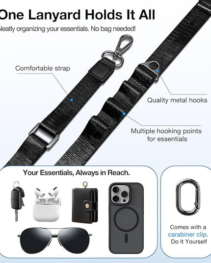 Phone Lanyard Crossbody, Adjustable Anti-Theft Neck Strap with 2 Patches, Durable & Skin-Friendly, Universal CellPhone for iPhone & Android Case, Travel Essential, Beige