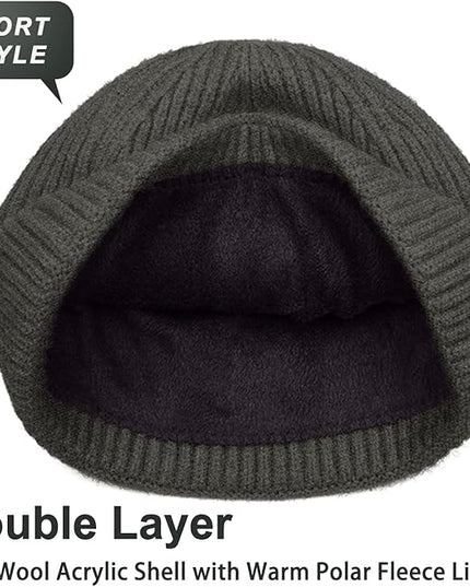 ROYBENS Swag Wool Knit Cuff Short Fisherman Beanie for Men Women, Winter Warm Hats
