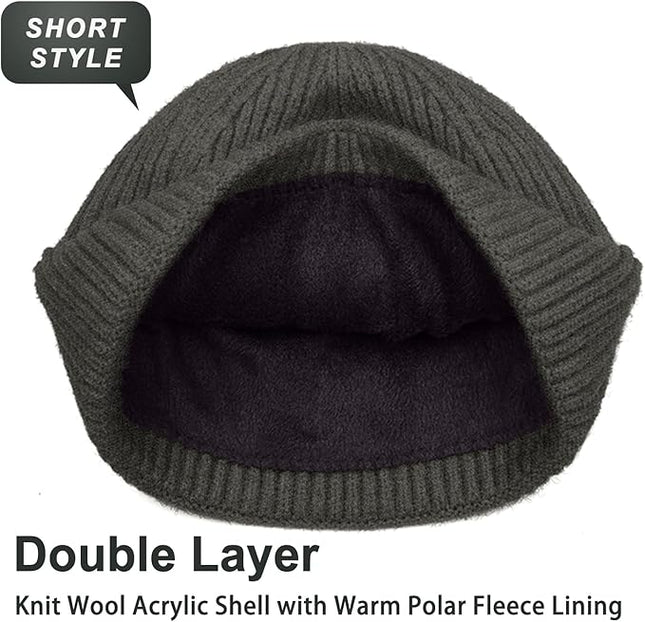 ROYBENS Swag Wool Knit Cuff Short Fisherman Beanie for Men Women, Winter Warm Hats
