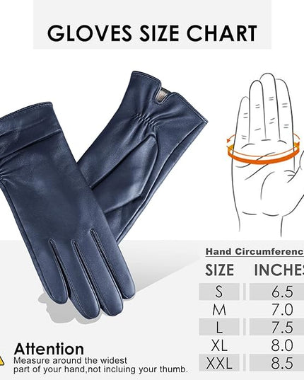Womens Winter Leather Touchscreen Texting Warm Driving Lambskin Pure Genuine leather Gloves