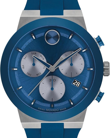 Movado Bold Fusion Men's Watch - Swiss Quartz Chronograph Movement, Silicone Strap - 5 ATM Water Resistance - Luxury Fashion Timepiece for Him - 44.50mm
