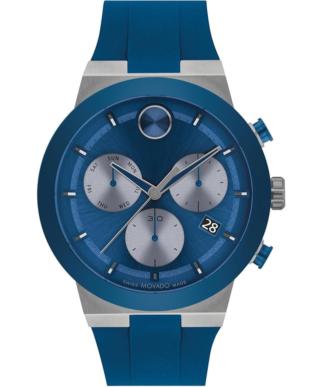 Movado Bold Fusion Men's Watch - Swiss Quartz Chronograph Movement, Silicone Strap - 5 ATM Water Resistance - Luxury Fashion Timepiece for Him - 44.50mm