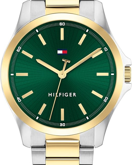 Tommy Hilfiger Men's 3H Quartz Watch, Stainless Steel Bracelet, Water Resistant 3 ATM, Modern and Stylish Timepiece, Gift for Him, 42mm