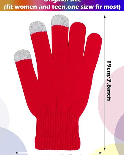 Pangda 12 Pairs Winter Touch Screen Gloves for Men Women Stretch Knitted Texting Gloves Warm Windproof Solid Color Mittens