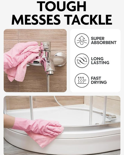 Fantasticlean Microfiber Cleaning Cloth Roll -150 Pack, Tear Away Microfiber Towels, 12" x 12", Reusable, Washable, Ultra Absorbent Dishcloth for All-Around Cleaning Supplies (Pink & Lavender)