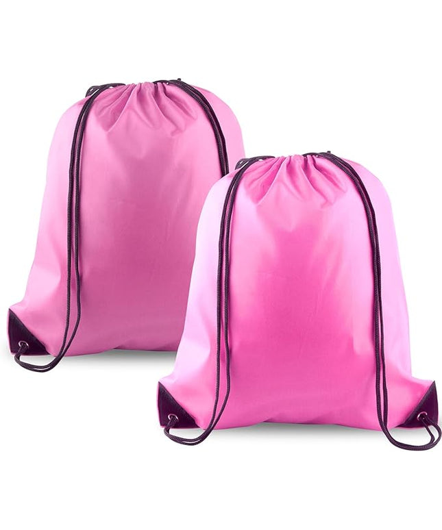 KUUQA 2 Pcs Drawstring Backpack Bags Bulk Pink Drawstring Bag Foldable Gym Bag Sports Cinch Sack String Backpack Storage Bags for Women Men Shopping Gym Travel Sports