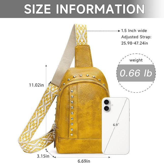 FALAN MULE Crossbody Bags for Women Trendy Leather Sling Chest Bag Fanny Packs for Women