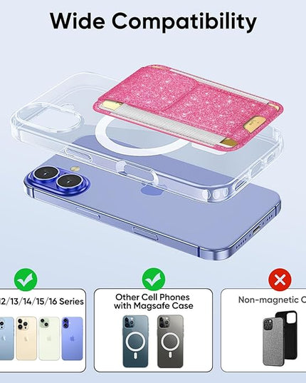 FINPAC MagSafe Wallet, Magnetic Card Wallet Holder for iPhone 17/16/15/14/13/12 Series, Safe RFID Blocking Slim Leather 6 Card Holder for Women Men