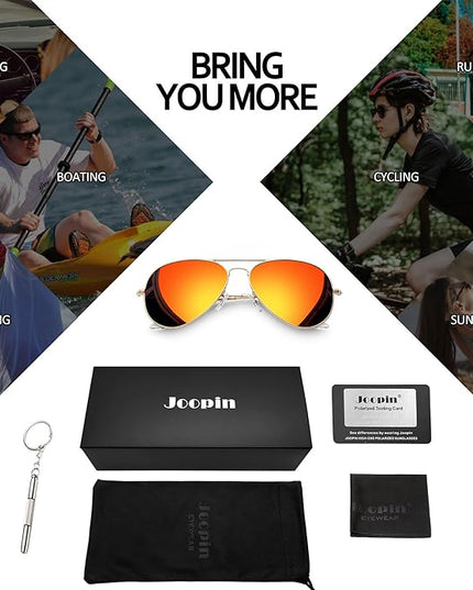 Joopin Polarized Metal Aviation Sunglasses Men, Classic Military Sun Glasses Women, Rectangle Shades UV400 Protection Costume
