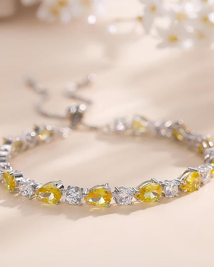 FANCIME Shine of Tears Birthstone Tennis bolo Bracelets Sterling Silver Tennis Bracelets Charm Fine Jewelry Birthday Gifts for Women Mom