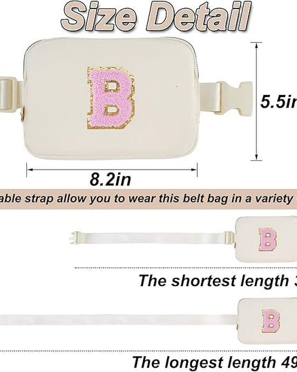 Uygafly Bridesmaid Gifts Wedding Day - Bridesmaid Proposal Gift,Bridal Shower Gifts,Maid of Honor Gifts,Bachelorette Party Decorations Favors,Initial Belt Bag Crossbody Bag Fanny Pack | Cream,B