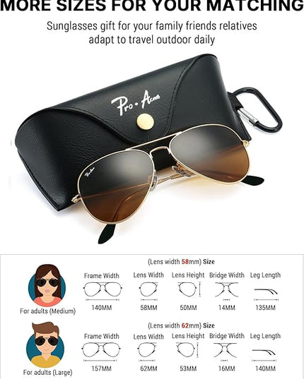 Pro Acme Classic Aviator Sunglasses for Women & Men Glass Lens Metal Frame UV400 Driver Sunglasses