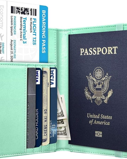 Passport Holder Cover Travel RFID Blocking Passport Cover Rose Gold Cute Flowers Passport Wallet with Elastic Band for Women