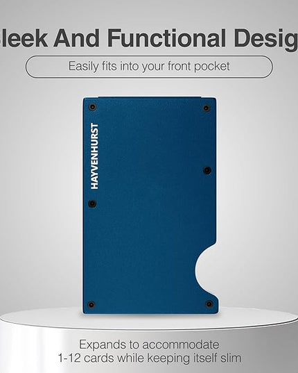 Hayvenhurst Wallet For Men - Reinvented Design Men's Wallet - Slim, Minimalistic & Seamless, Blocks RFID Scanners with a Money Clip (Navy)