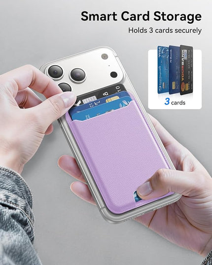 TWZKG for MagSafe Wallet, 3 Card Holder, Slim Magnetic Phone Wallet for iPhone 17/16/15/14/13/12 Pro Max Plus Air Series,RFID Blocking Vegan Leather,Purple