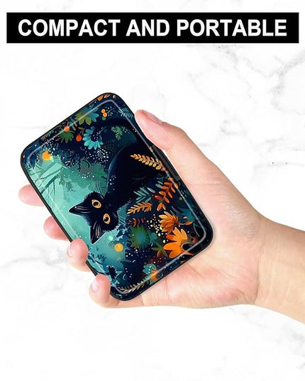 Atufsuat Credit Card Holder, Mini Aluminum Card Wallet RFID Blocking Slim Metal Hard Card Case for Women Men, Pretty Cat