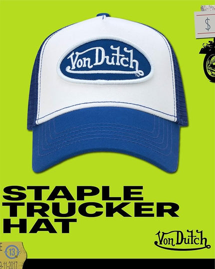 Von Dutch Unisex Trucker Hat - Curved Bill Mesh Back Retro Classic Adjustable Snapback Baseball Cap for Men and Women