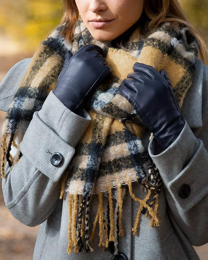 Downholme Touchscreen Leather Cashmere Lined Gloves for Women