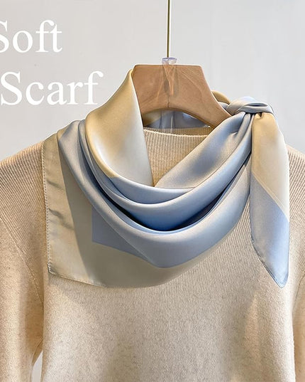 kcctoo 27.5" Mulberry Silk Feeling Head Scarf Women's Fashion Square Neck Satin Scarfs for Bag Hair Scarves Gift