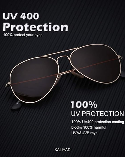 KALIYADI Classic Aviator Sunglasses for Men Women Driving Sun glasses Polarized Lens UV Blocking