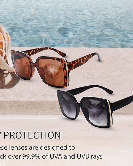The Fresh Women's Oversized Square Jackie O Cat Eye Hybrid Butterfly Fashion Sunglasses - Exquisite Packaging