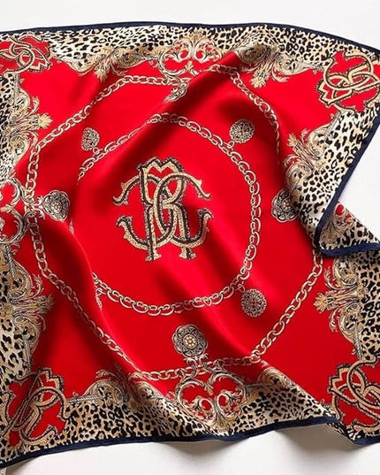ANDANTINO 100% Pure Mulberry Silk Small Square Scarves -21'' x 21''- Digital Printed Neckerchief –Women Men Lightweight Scarf
