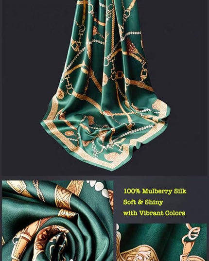 ANDANTINO 100% Mulberry Silk Scarf -21” Lightweight Square Neckerchief – Breathable Digital Printed Scarves with Gift Packed