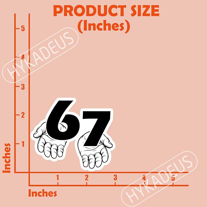 (3Pcs) Funny Six Seven 67 Meme Stickers Gen Alpha Slang 6 7 Hands Vinyl Decals Waterproof Sticker for Water Bottle, Laptop, Tumbler, Phone Case, Scrapbooking, 3" x 2.5"