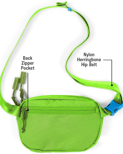 Baboon to the Moon Fanny Pack Mini 1.5L Compact Waist Bag Water Repellent Crossbody Belt Bag Lightweight Travel Everyday Bag for Men Women, Lime Breeze