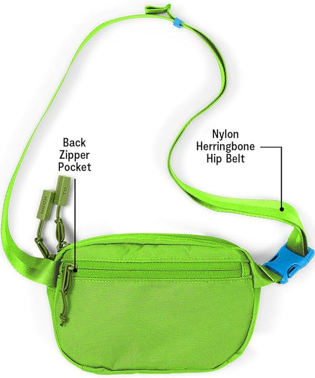 Baboon to the Moon Fanny Pack Mini 1.5L Compact Waist Bag Water Repellent Crossbody Belt Bag Lightweight Travel Everyday Bag for Men Women, Lime Breeze