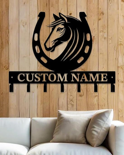 peanut case Personalized Farm Horse Keys Hooks,Custom Name Metal Cowboy Horse Art Keys Hooks,Metal Horse Lover Wall Home Storage Decorative Keys Hooks,Key Holder Hooks for Wall (Style G)