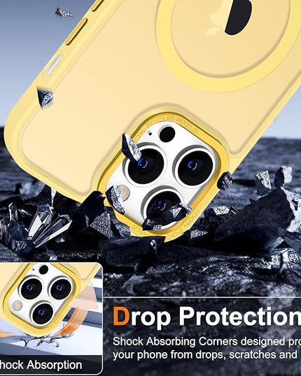 Hython Case for iPhone 12 Pro Max Case Magnetic Translucent Matte Phone Cases 6.7" [Compatible with MagSafe] Thin Slim Fit Shockproof Bumper Hard Protective Cover for Women Men Girls, Frosted Yellow