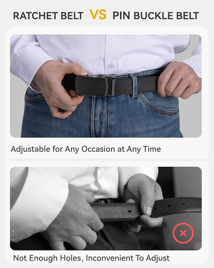 CHAOREN Leather Ratchet Belt Men - Mens Belts Casual Accessories for Every Occasion (35mm)