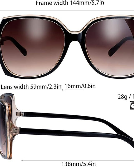 The Fresh Women's Oversized Square Jackie O Cat Eye Hybrid Butterfly Fashion Sunglasses - Exquisite Packaging