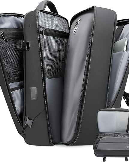 Vacuum Backpack for Men, 50L Expandable Travel Backpack With Vacuum Seal System, Water Resistant 17.3 Inches Laptop Backpack with USB Charging Port-Not Vaccum Pump Included