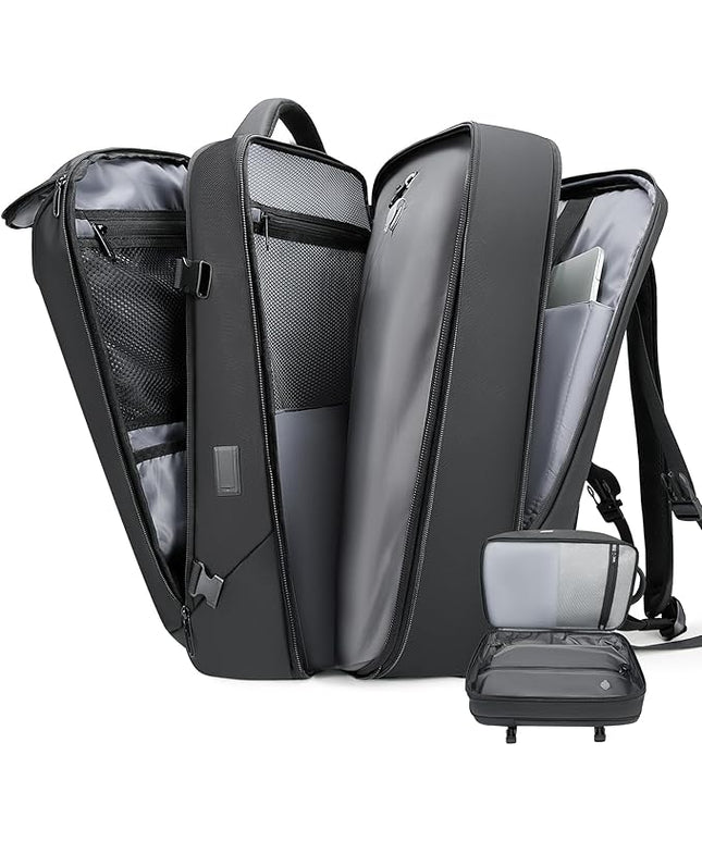 Vacuum Backpack for Men, 50L Expandable Travel Backpack With Vacuum Seal System, Water Resistant 17.3 Inches Laptop Backpack with USB Charging Port-Not Vaccum Pump Included