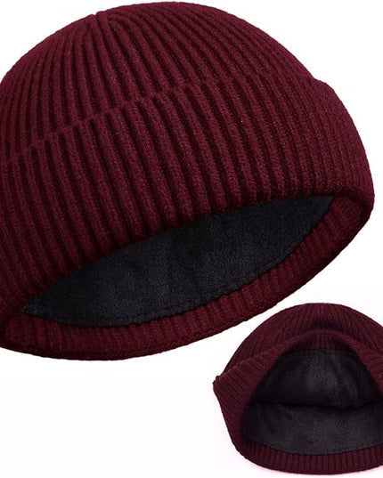 ROYBENS Swag Wool Knit Cuff Short Fisherman Beanie for Men Women, Winter Warm Hats