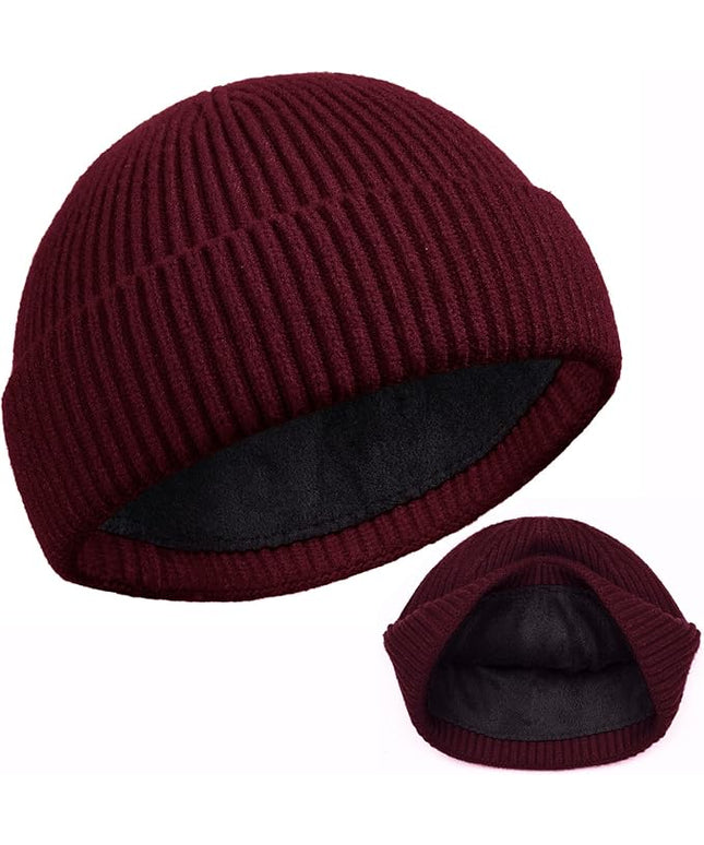 ROYBENS Swag Wool Knit Cuff Short Fisherman Beanie for Men Women, Winter Warm Hats