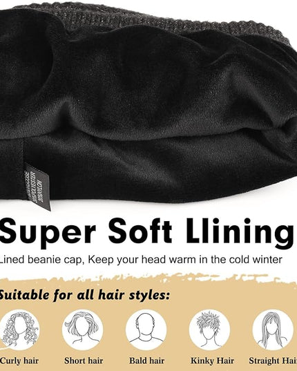 Wmcaps Winter Beanie for Men Women, Fleece Lined Beanie Soft Warm Knit Hat Ski Stocking Cuffed Cap
