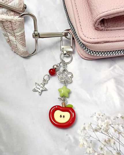 2PCS Cute Phone Charms Aesthetic Y2k Pink Guitar Strawberry Star Phone Straps Key Chains for Keys Bags Camera