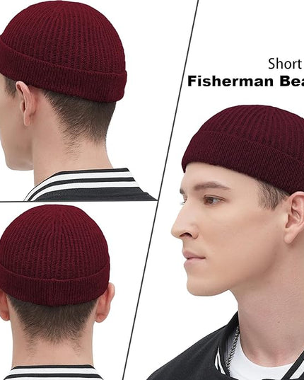 Fisherman Beanie Hats for Men Women,Wool Knit Trawler Skull Cap,Watch Cap,Spring Fall Winter Warm Short Hats