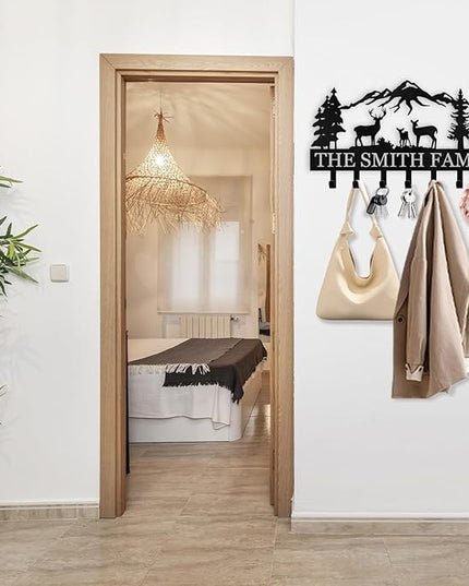 Dyoart, Personalized Key Holder for Wall - Metal Key Hooks for Wall Organizer, Deer Forest Theme Key Rack Wall Mount, Key Hanger Organizer for Kitchen, Entryway, Hallway, Office Decor