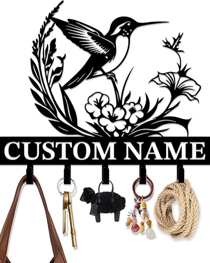 peanut case Customized Keys Holder - Personalized Birds Flower Key Hooks Wall Metal Sign Decor,Wall Holder, Garden,Door Hook (Style F)